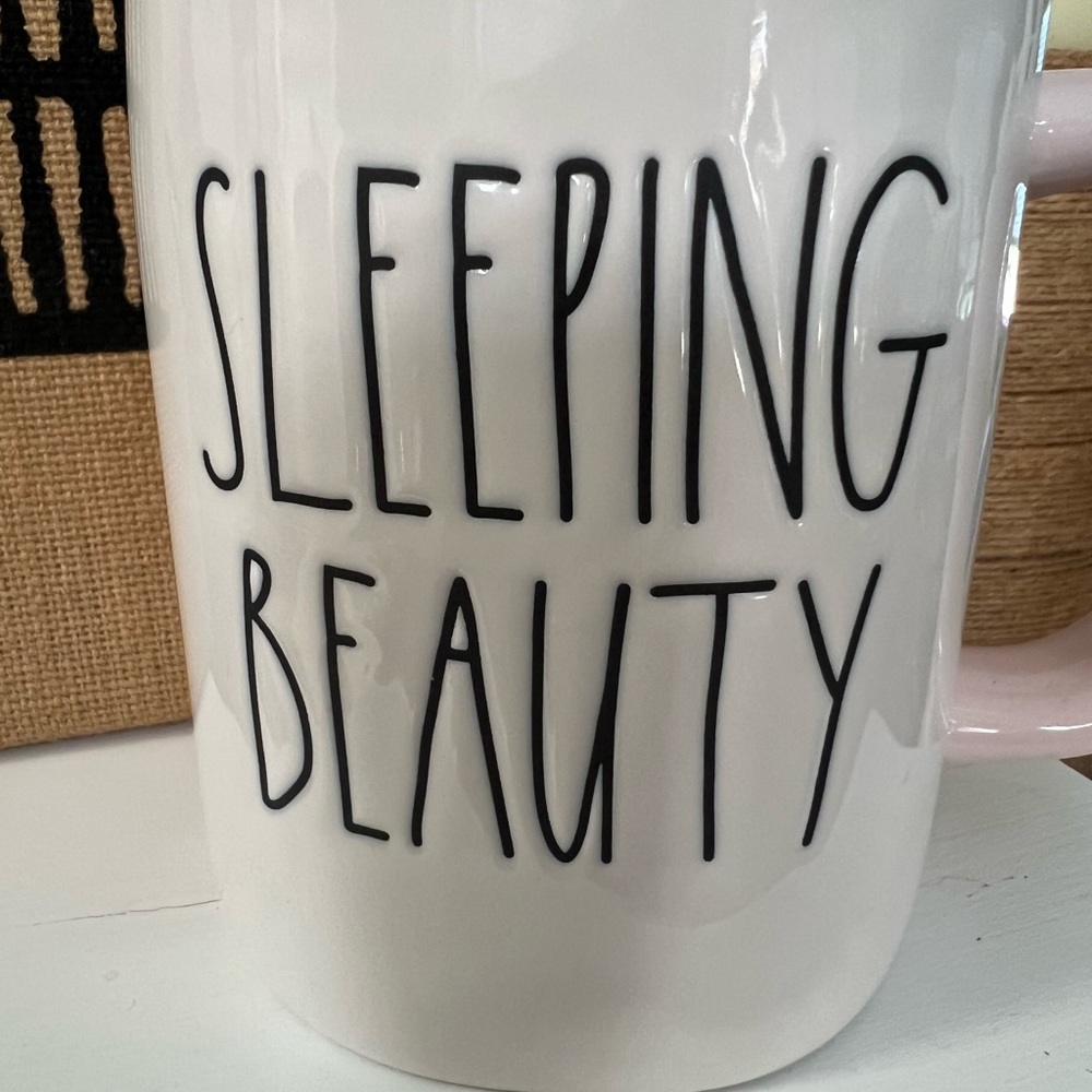 New Rae Dunn Cinderella Sleeping Beauty mug with crown lid - Picture 2 of 3